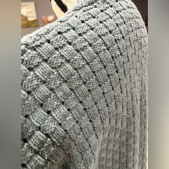 Madewell Women Sweater Blue Basketweave Knit Pullover Chunky Crew Size XS NWOT - Picture 6 of 9